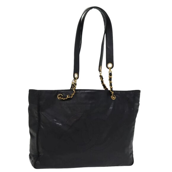 CHANEL Chain Shoulder Bag Coated Canvas Black CC Auth ep4383 - Picture 1 of 15